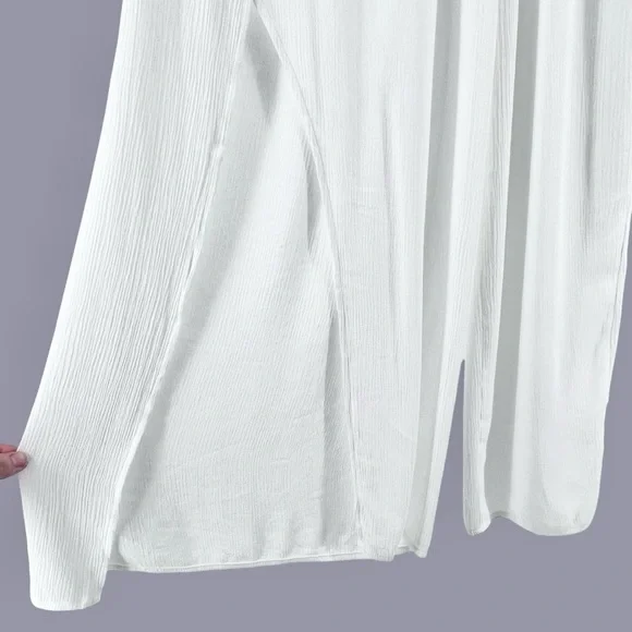 Kona Sol NWT Split Wide Leg Tie Front Pants Sz M White Gauzy Swim Cover Up Sheer - Picture 3 of 15